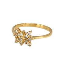 Load image into Gallery viewer, Preowned 18ct Yellow Gold &amp; Diamond Set Butterfly Ring in size L with the weight 1.90 grams. The front of the ring is 7mm high
