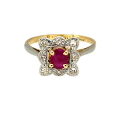 Load image into Gallery viewer, 18ct Gold &amp; Platinum Diamond &amp; Ruby Set Vintage Style Ring
