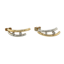 Load image into Gallery viewer, 9ct Gold &amp; Cubic Zirconia Split Bar Stud Earrings
