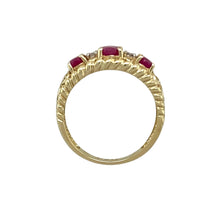 Load image into Gallery viewer, 9ct Gold Diamond &amp; Ruby Set Fancy Band Ring
