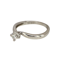 Load image into Gallery viewer, Preowned 18ct White Gold &amp; Diamond Set Solitaire Twist Ring in size I with the weight 1.90 grams. The diamond is approximately 0.15ct of diamond content
