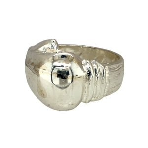 New 925 Silver Boxing Glove Ring in size Z+1 with the approximate weight 27.80 grams. The front of the ring is 2cm high