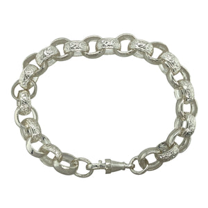 New 925 Silver 9.5" Patterned Belcher Bracelet