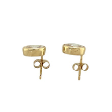 Load image into Gallery viewer, 9ct Gold &amp; Cubic Zirconia Rubover Set Oval Stud Earrings
