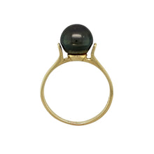 Load image into Gallery viewer, 14ct Gold &amp; Dark Grey Pearl Ring
