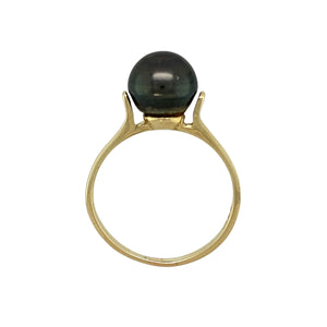 14ct Gold & Dark Grey Pearl Ring