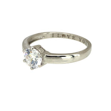 Load image into Gallery viewer, Preowned 9ct White Gold &amp; Cubic Zirconia Set Solitaire Ring in size O with the weight 2 grams. The stone is 6mm diameter
