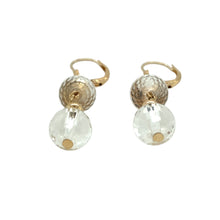 Load image into Gallery viewer, Preowned 9ct Yellow Gold &amp; Crystal Style Ball Dropper Earrings with the weight 4 grams. The balls are each approximately 10mm diameter
