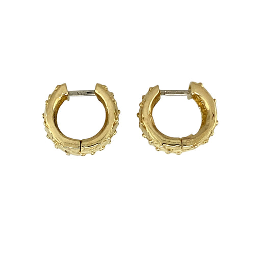 9ct Gold Textured Patterned Wide Huggie Earrings