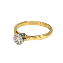 Load image into Gallery viewer, Preowned 18ct Yellow and White Gold &amp; Diamond Set Solitaire Ring in size L with the weight 2.60 grams. The diamond is approximately 0.14ct
