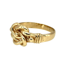 Load image into Gallery viewer, Preowned 9ct Yellow Gold Knot Ring in size Y with the weight 6.20 grams. The front of the ring is 12mm
