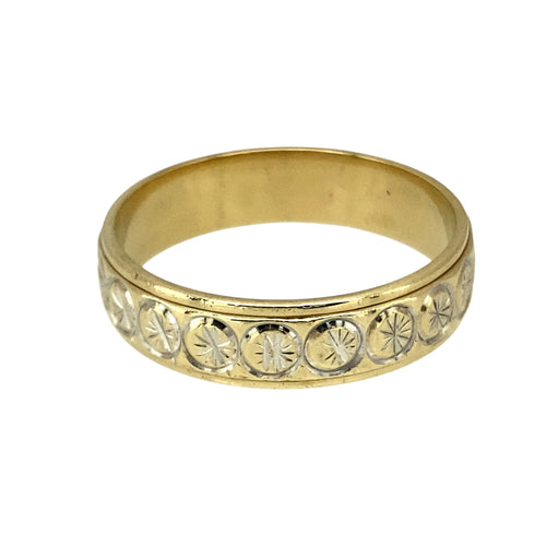 9ct Gold Patterned 5mm Band Ring