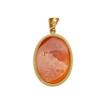 Load image into Gallery viewer, Preowned 9ct Yellow Gold &amp; Cameo Oval Pendant with the weight 2.50 grams. The cameo stone is 2cm by 1.5cm
