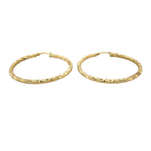 Load image into Gallery viewer, 9ct Gold Patterned Twisted Hoop Creole Earrings
