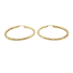 9ct Gold Patterned Twisted Hoop Creole Earrings