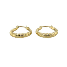 Load image into Gallery viewer, Preowned 9ct Yellow Gold Patterned Creole Earrings with the weight 1 gram
