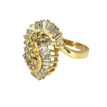 Load image into Gallery viewer, Preowned 14ct Yellow Gold &amp; Diamond Set Swirl Cluster Dress Ring in size L with the weight 4.80 grams. The front of the ring is 2cm high
