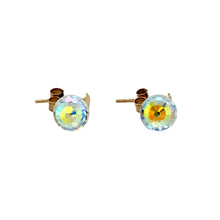 Load image into Gallery viewer, Preowned 9ct Yellow Gold &amp; Small Crystal Style Ball Dropper Earrings with the weight 0.80 grams. The crystal balls are each 6mm diameter
