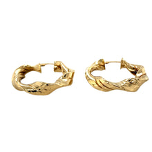 Load image into Gallery viewer, Preowned 9ct Yellow Gold Patterned Twist Hoop Creole Earrings with the weight 4.70 grams
