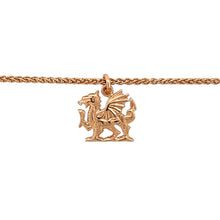 Load image into Gallery viewer, Preowned 9ct Rose Welsh Gold Dragon Pendant on an 18&quot; chain with the weight 6.50 grams. The Welsh gold dragon pendant is 1.7cm long including the bail
