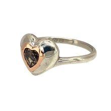 Load image into Gallery viewer, Preowned 925 Silver with 9ct Rose Gold &amp; Mystic Topaz Set Clogau Heart Ring in size M with the weight 3.20 grams. The topaz stone is 5mm diameter
