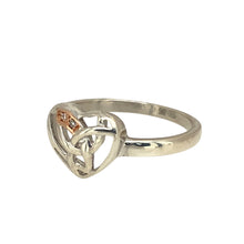 Load image into Gallery viewer, Preowned 925 Silver with 9ct Rose Gold &amp; Diamond Set Clogau Eternal Love Heart Ring in size N with the weight 2.10 grams. The front of the ring is 9mm high
