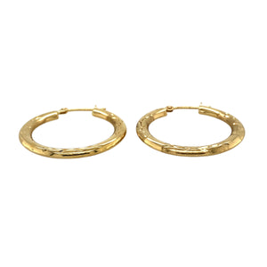 Preowned 9ct Yellow Gold Patterned Hoop Creole Earrings with the weight 1.70 grams