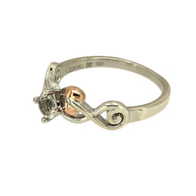 Load image into Gallery viewer, Preowned 925 Silver with 9ct Rose Gold &amp; White Topaz Set Clogau Tree of Life Ring in size N with the weight 2.40 grams. The stone is 4mm diameter
