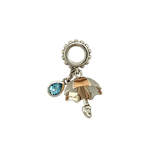 925 Silver & Blue Topaz Set Clogau Umbrella Charm