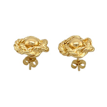 Load image into Gallery viewer, 9ct Gold Solid Flower Rope Style Stud Earrings
