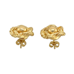 9ct Gold Solid Flower Rope Style Stud Earrings