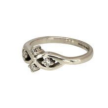 Load image into Gallery viewer, Preowned 18ct White Gold &amp; Diamond Set Open Crossover Loop Ring in size L with the weight 3.70 grams. The front of the ring is 7mm high
