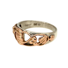 Load image into Gallery viewer, Preowned 925 Silver with 9ct Rose Gold Clogau Tree of Life Ring in size P with the weight 4.20 grams. The front of the ring is 9mm wide
