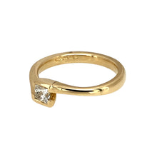 Load image into Gallery viewer, Preowned 9ct Yellow Gold &amp; Diamond Set Princess Cut Solitaire Ring in size J with the weight 2.50 grams. The diamond is approximately 0.25ct
