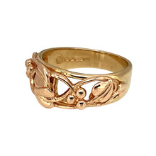 Load image into Gallery viewer, Preowned 9ct Yellow and Rose Gold Clogau Tree of Life Ring in size N with the weight 4.10 grams. The front of the ring is 9mm high
