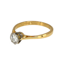 Load image into Gallery viewer, Preowned 18ct Yellow and White Gold &amp; Diamond Set Solitaire Ring in size M with the weight 2 grams. The diamond is approximately 0.21ct
