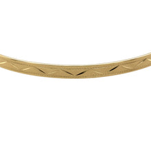 Load image into Gallery viewer, Preowned 9ct Yellow Solid Gold Patterned Bangle with the weight 5.90 grams. The bangle width is 4mm and the bangle diameter is 6.8cm
