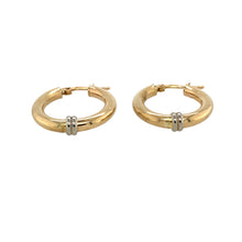 Load image into Gallery viewer, Preowned 9ct Yellow and White Gold Oval Creole Earrings with the weight 2.10 grams
