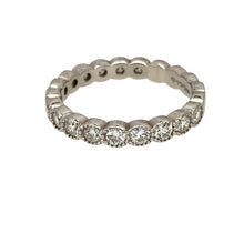 Load image into Gallery viewer, Preowned 9ct White Gold &amp; Diamond Set Bubble Style Band Ring in size J to K with the weight 2.40 grams. The band is 3mm wide and there is approximately 0.64ct of diamond content
