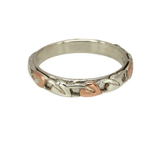 Load image into Gallery viewer, Preowned 925 Silver Clogau with 9ct Rose Gold Clogau Cariad Tree of Life Band Ring in size Q with the weight 3.10 grams. The band is 4mm wide
