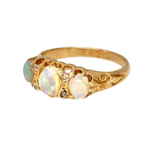 Load image into Gallery viewer, Preowned 18ct Yellow Gold Diamond &amp; Opalique Set Vintage Style Ring in size J with the weight 3.10 grams. The center opalique stone is 6mm by 5mm
