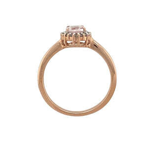 9ct Gold Diamond & Morganite Set Cluster Ring