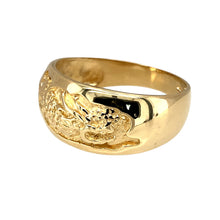 Load image into Gallery viewer, Preowned 9ct Yellow Gold Dragon Band Ring in size X with the weight 5.56 grams. the front of the band is 11mm wide
