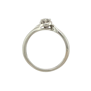 9ct White Gold & Diamond Set Twist Solitaire Ring