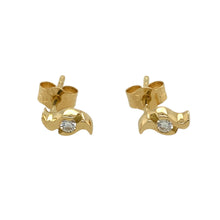 Load image into Gallery viewer, Preowned 18ct Yellow Gold &amp; Diamond Set Swirl Stud Earrings with the weight 1.40 grams
