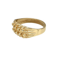 Load image into Gallery viewer, Preowned 9ct Yellow Gold Two Row Children&#39;s Keeper Ring in size B with the weight 1.16 grams. The front of the ring is 5mm high
