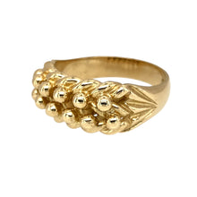 Load image into Gallery viewer, Preowned 9ct Yellow Gold Two Row Keeper Ring in size Q to R with the weight 6.62 grams. The front of the ring is 9mm high
