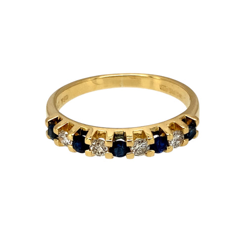 18ct Gold Diamond & Sapphire Set Band Ring