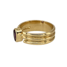 Load image into Gallery viewer, Preowned 9ct Yellow Gold &amp; Oval Amethyst Ring in size J with the weight 3.3 grams. The Amethyst stone is 6mm by 4mm
