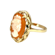 Load image into Gallery viewer, Preowned 9ct Yellow Gold &amp; Cameo Set Oval Ring in size N with the weight 2.60 grams. The cameo stone is 14mm by 10mm
